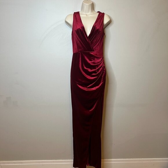 Burgundy Velvet Maxi Dress (S) - Picture 1 of 11